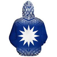 Nauru Polynesian Custom Zip up Hoodie Blue Fog - Polynesian Pride