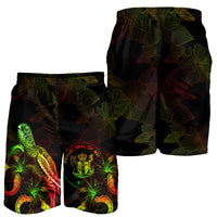 Niue Polynesian Men's Shorts - Turtle With Blooming Hibiscus Reggae - Polynesian Pride