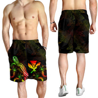 Hawaii Polynesian Men's Shorts - Turtle With Blooming Hibiscus Reggae - Polynesian Pride