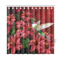 Hawaii Red Hibiscus Humming Bird Shower Curtain - Polynesian Pride