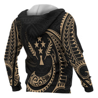 Kosrae Micronesia Custom Hoodie Gold Tribal Wave - Polynesian Pride