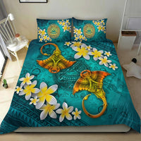 American Samoa Polynesian Bedding Set - Manta Ray Ocean Blue - Polynesian Pride