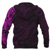 Maori Tattoo Style All Over Hoodie Pink Version - Polynesian Pride