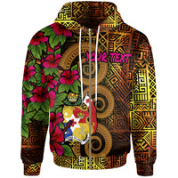 Tonga Polynesian Custom Zip up Hoodie Hibiscus Vintage Unisex Orange - Polynesian Pride