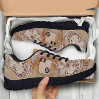 Wallis and Futuna Sneakers - Hibiscus Flowers Vintage Style - Polynesian Pride