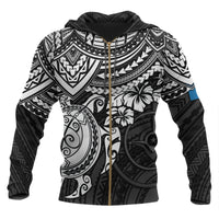 Yap Polynesian Zip up Hoodie White Turtle Unisex White - Polynesian Pride