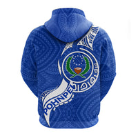 Custom Pohnpei Zip up Hoodie Micronesia Pride Blue LT12 - Polynesian Pride