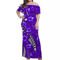 Custom His And Hers Hawaii Matching Clothing Matching Polynesia Purple Hibiscus and Map Mystical Dress and Hawaiian Shirt LT13 - Polynesian Pride