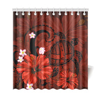 Hawaii Turtle Poly Tribal Red Shower Curtain - Polynesian Pride