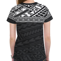 Polynesian All Over Custom T Shirt Polynesian Tattoo Style Black - Polynesian Pride