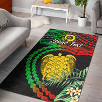 (Custom Personalised) Vanuatu Heart Polynesian Area Rug Turtle Sand Drawings LT13 Black - Polynesian Pride