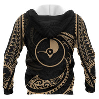 Yap Micronesia ll Over Custom Hoodie Gold Tribal Wave - Polynesian Pride