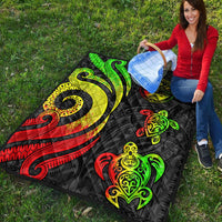 Marshall Islands Premium Quilt - Reggae Tentacle Turtle Crest - Polynesian Pride
