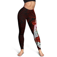 Fiji Polynesian Legging - Coat Of Arm With Hibiscus - Polynesian Pride