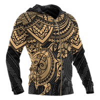 Polynesian Zip Hoodie Polynesian Golden Turtle - Polynesian Pride