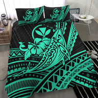 Hawaii Humpback Whale With Hibiscus Tribal Turquoise Bedding Set - LT12 - Polynesian Pride