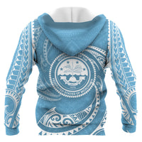 Federated States of Micronesia All Over Zip up Hoodie Blue Tribal Wave - Polynesian Pride
