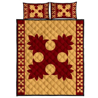 Hawaiian Quilt Pattern Palm Tree Normal Quilt Bed Set Gold - Polynesian Pride