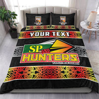 (Custom Personalised) The Hunters PNG Bedding Set Papua New Guinea Hunters Rugby LT13 3 Pieces Bedding Set Black - Polynesian Pride