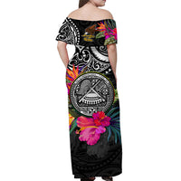 American Samoa Off Shoulder Long Dress Alluring Polynesia and Tropical Flowers LT13 - Polynesian Pride