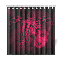 Hawaii Hibiscus Shower Curtain - Harold Turtle - Calico Red 177 x 172 (cm) Red - Polynesian Pride