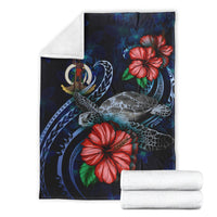 Vanuatu Polynesian Premium Blanket - Blue Turtle Hibiscus - Polynesian Pride
