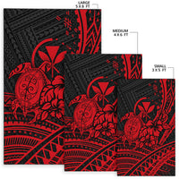 Hawaii Turtle With Hibiscus Tribal Red Area Rug - LT12 - Polynesian Pride