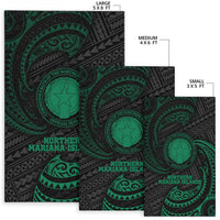Northern Mariana Islands Polynesian Area Rug - Green Tribal Wave - Polynesian Pride
