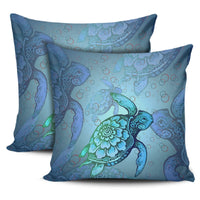 Turtle Beauty Pillow Covers One Size Zippered Pillow Cases 18"x 18" (Twin Sides) (Set of 2) Black - Polynesian Pride