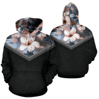 Hawaiian Pattern Vintage Hoodie Blur Pink Hibiscus Unisex White - Polynesian Pride