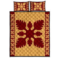 Hawaiian Quilt Pattern Palm Tree Skillful Quilt Bed Set Gold - Polynesian Pride