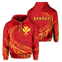 Kanaka Mauna Kea Polynesian Zipper Hoodie Frida Style Unisex Red - Polynesian Pride