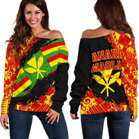Kanaka Flag Polynesian Women's Off Shoulder Sweater - Nora Style Art - Polynesian Pride