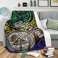 American Samoa Custom Personalised Premium Blanket - Rainbow Polynesian Pattern - Polynesian Pride