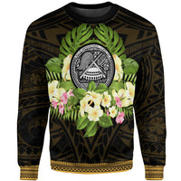American Samoa Sweatshirt - Polynesian Gold Patterns Collection Unisex Black - Polynesian Pride