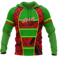 Hawaii Kanaka Maoli Flag All Over Hoodie Unisex Green - Polynesian Pride