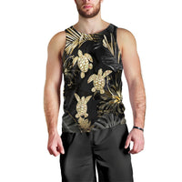Hawaiian - Golden Tropical Turtle Tank Top AH Black - Polynesian Pride