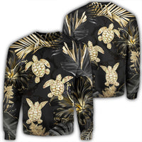 Hawaiian - Golden Tropical Turtle Sweatshirt AH Unisex Black - Polynesian Pride
