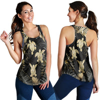 Hawaiian - Golden Tropical Turtle Racerback Tank AH Black - Polynesian Pride