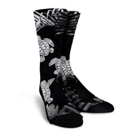 Hawaiian - Silver Tropical Turtle Crew Socks AH - Polynesian Pride