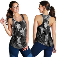 Hawaiian - Silver Tropical Turtle Racerback Tank AH Black - Polynesian Pride