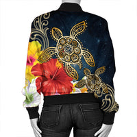 Hawaiian - Hawaii Honu Hibiscus Galaxy Bomber Jacket - AH - Polynesian Pride