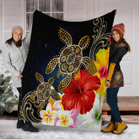 Hawaii Blanket - Hawaii Honu Hibiscus Galaxy Premium Blankets - AH - Polynesian Pride