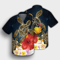 Hawaiian - Hawaii Honu Hibiscus Galaxy Hawaiian Shirt - AH - Polynesian Pride