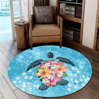 Hawaiian - Hawaii Turtle Hibiscus Plumeria Round Carpet - AH - Polynesian Pride