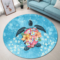 Hawaiian - Hawaii Turtle Hibiscus Plumeria Round Carpet - AH - Polynesian Pride