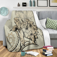 Hawaii Blanket - Hawaii Turtle Hibiscus Polynesian Vintage Premium Blankets - Beige - AH - Polynesian Pride