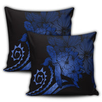 Hawaiian - Hawaii Turtle Hibiscus Polynesian Vintage Pillow Covers - Blue - AH - Polynesian Pride
