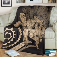 Hawaii Blanket - Hawaii Turtle Hibiscus Polynesian Vintage Premium Blankets - Gold - AH - Polynesian Pride