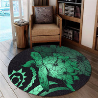 Hawaiian - Hawaii Turtle Hibiscus Polynesian Vintage Round Carpet - Green - AH - Polynesian Pride